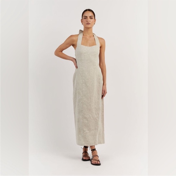 DISHH Willow Sleeveless Linen Dress In Natural Size 2